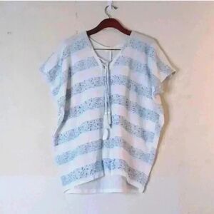 C'isa womens Blue and White Striped Women's Top